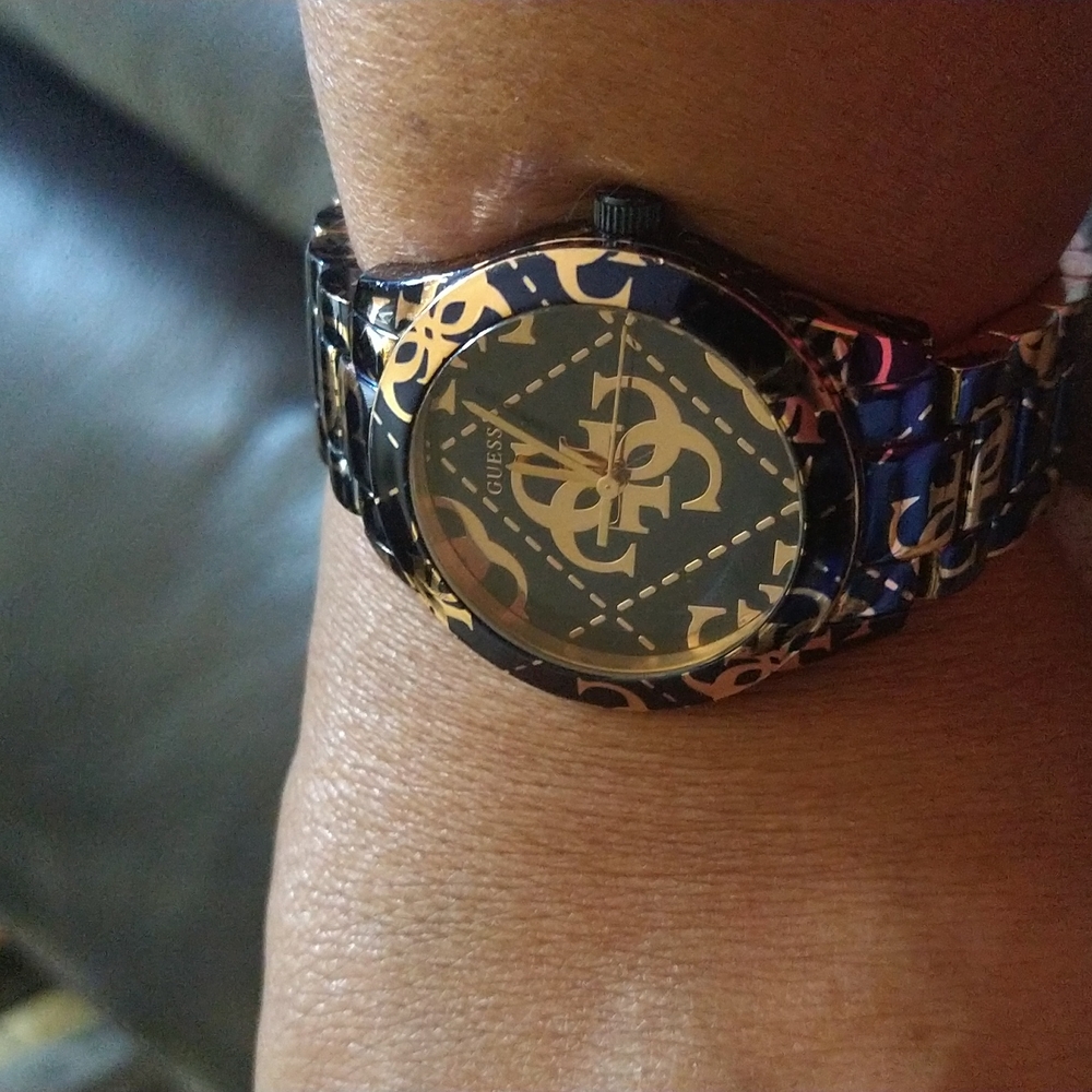 Guess watch blue and rose gold